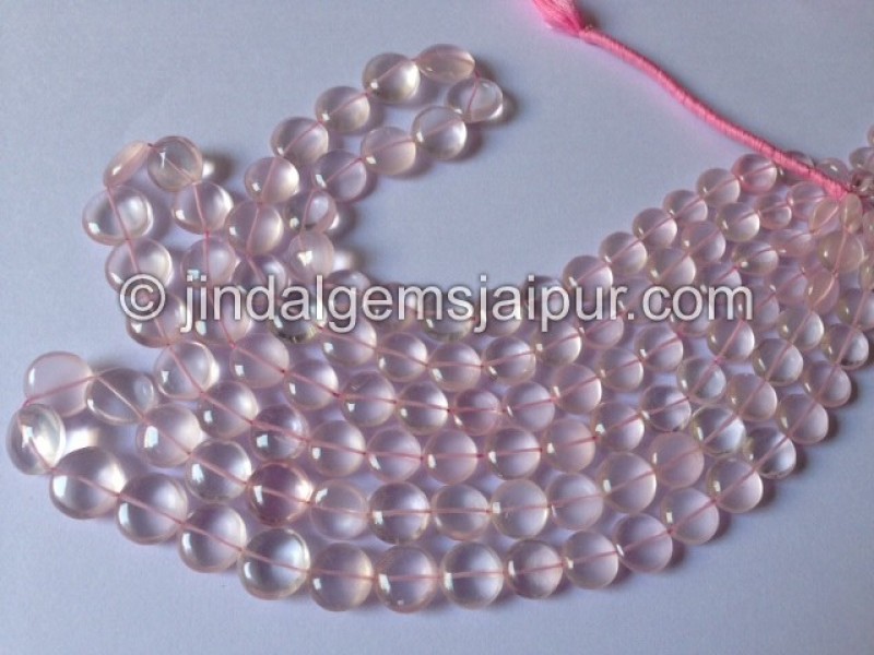 Rose Quartz Far Smooth Coin Shape Beads